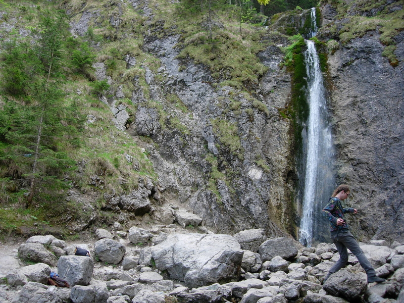Siklawica waterfall at the foot of the sleeping knight mountain, Giewont
